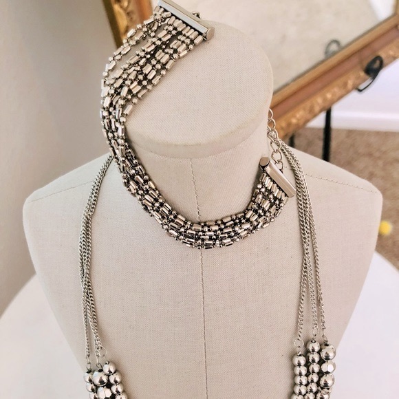 Modern Vintage Metallic Silver Necklace & Bracelet - Picture 10 of 12